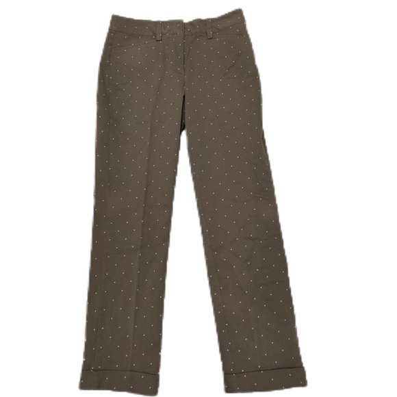 NWT Lands End Women's Straight Leg Chino Pants Sienna Dot Size 6 28/29W $55 BB17 - Picture 1 of 2